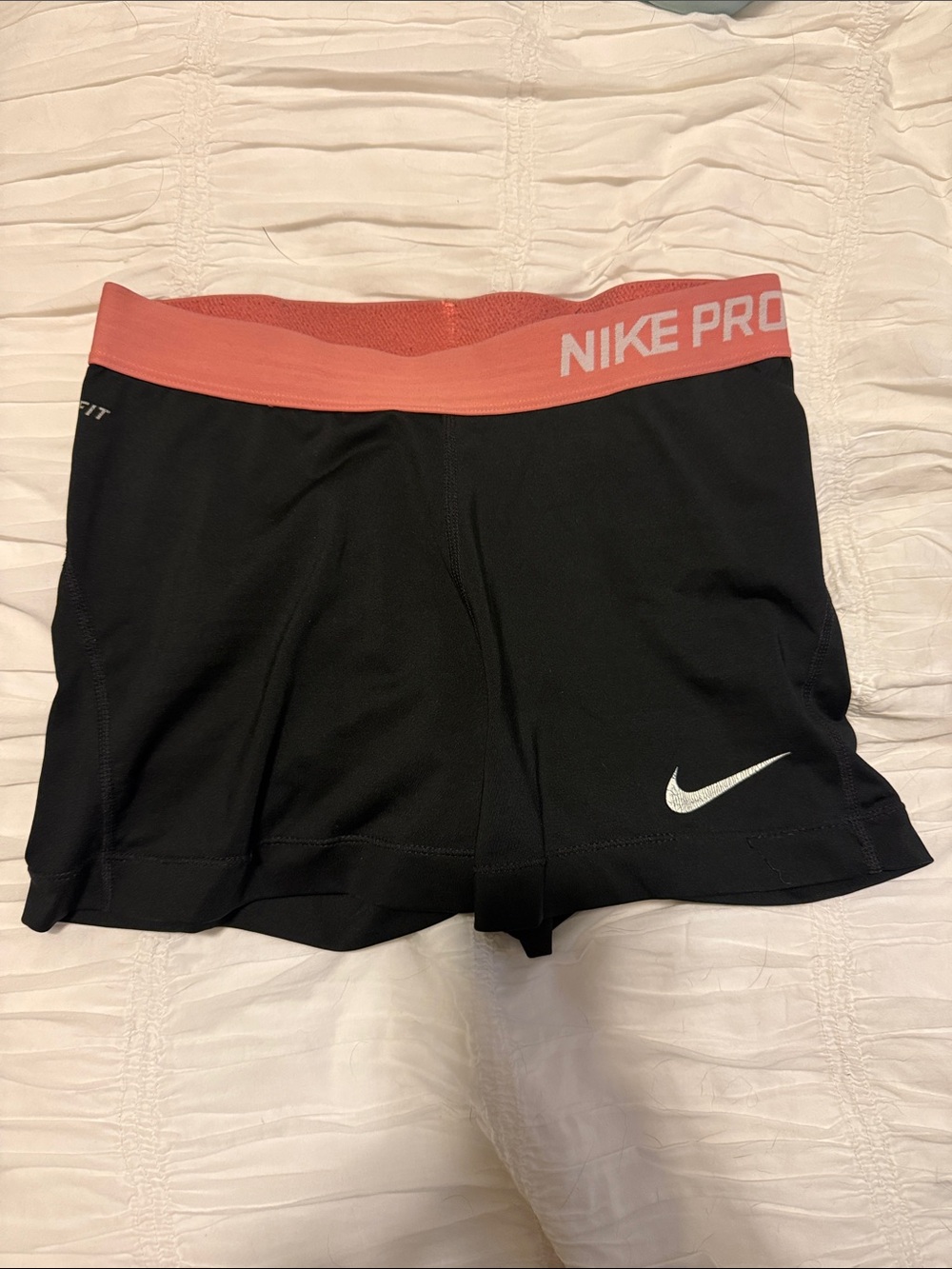 Nike Pro Women's Black Spandex Shorts with Coral Waistband